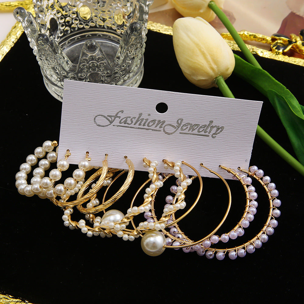 Damen Ohrringe Set mit modernen Perlen- und Goldakzenten Shop Nory