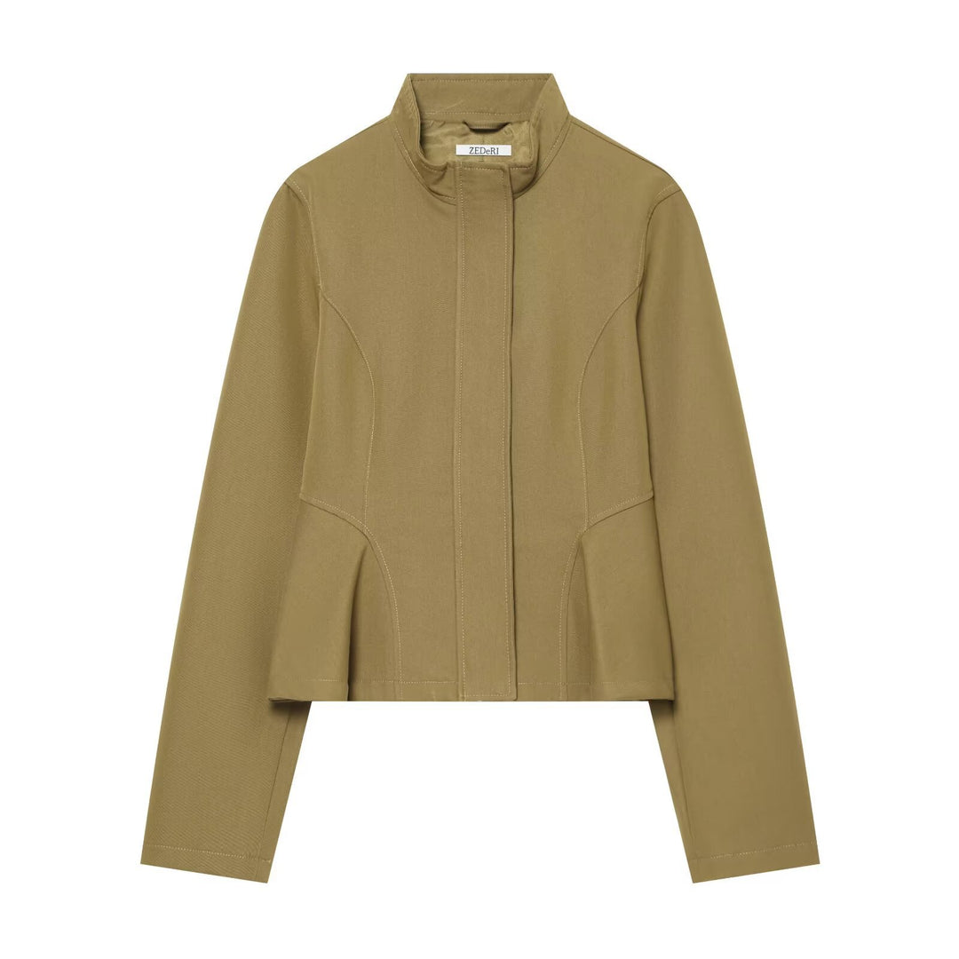 Damen Taillierte Cropped-Jacke mit Stehkragen und Prinzessnähten Shop Nory