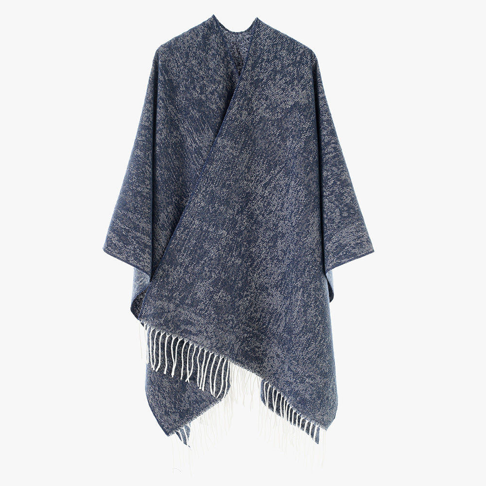 Damen Oversized Strickponcho mit Fransensaum Shop Nory