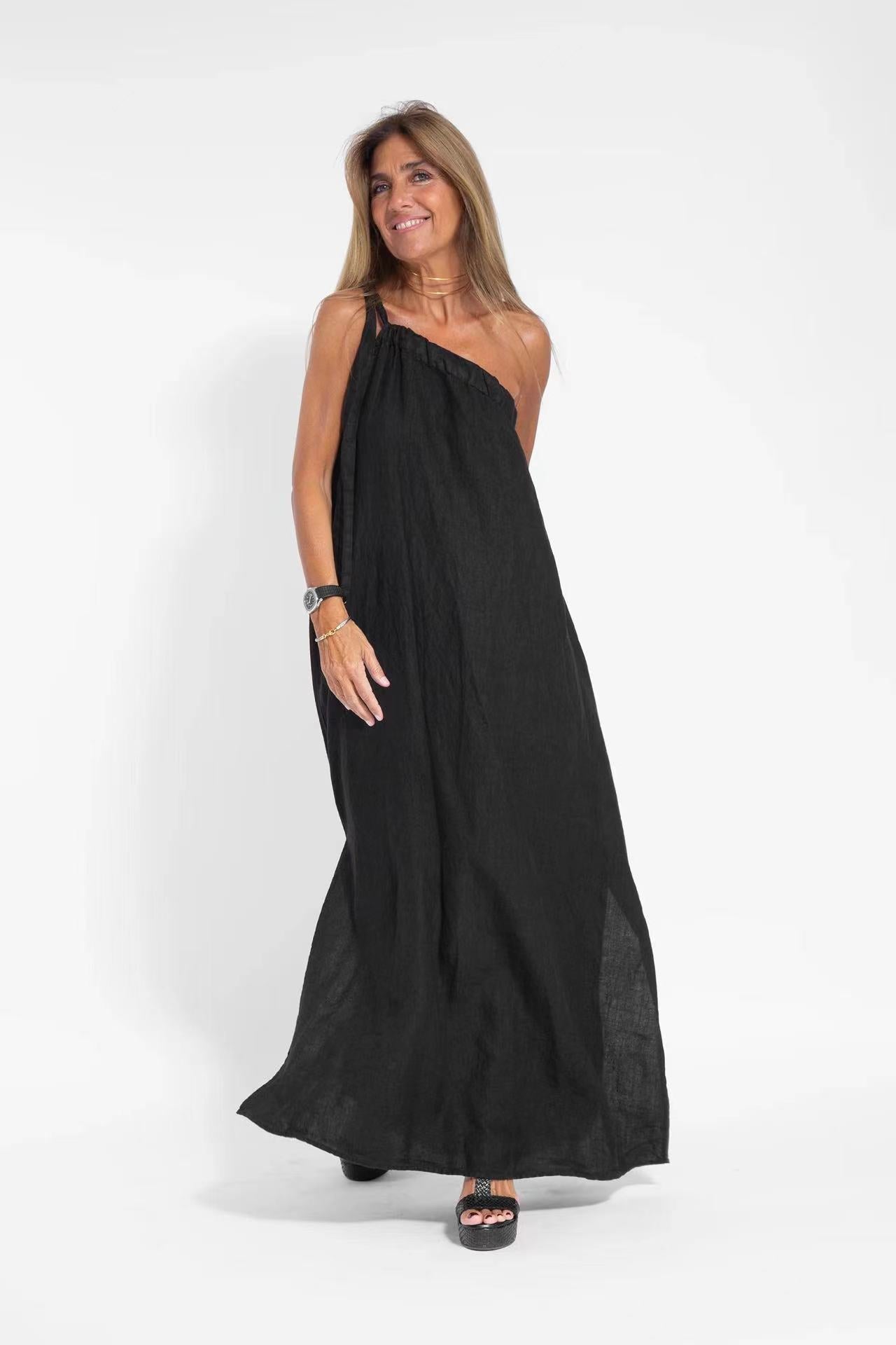 Damen Maxikleid mit asymmetrischem Träger Shopnory