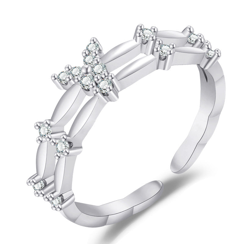 Damen offener Ring mit funkelndem Kristallbesatz und einzigartigem Design Shop Nory