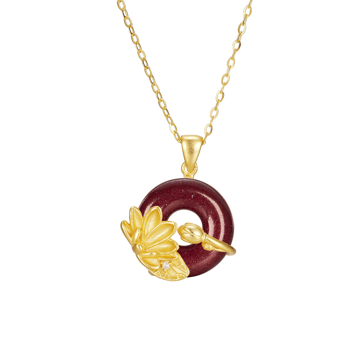 Damen Halskette mit kunstvollem Anhänger und blühendem Blumenmotiv Shop Nory
