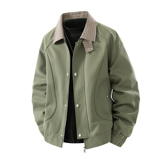 Herren Leichter Canvas-Blouson mit Karokragen, Reißverschluss- und Druckknopfleiste Shop Nory
