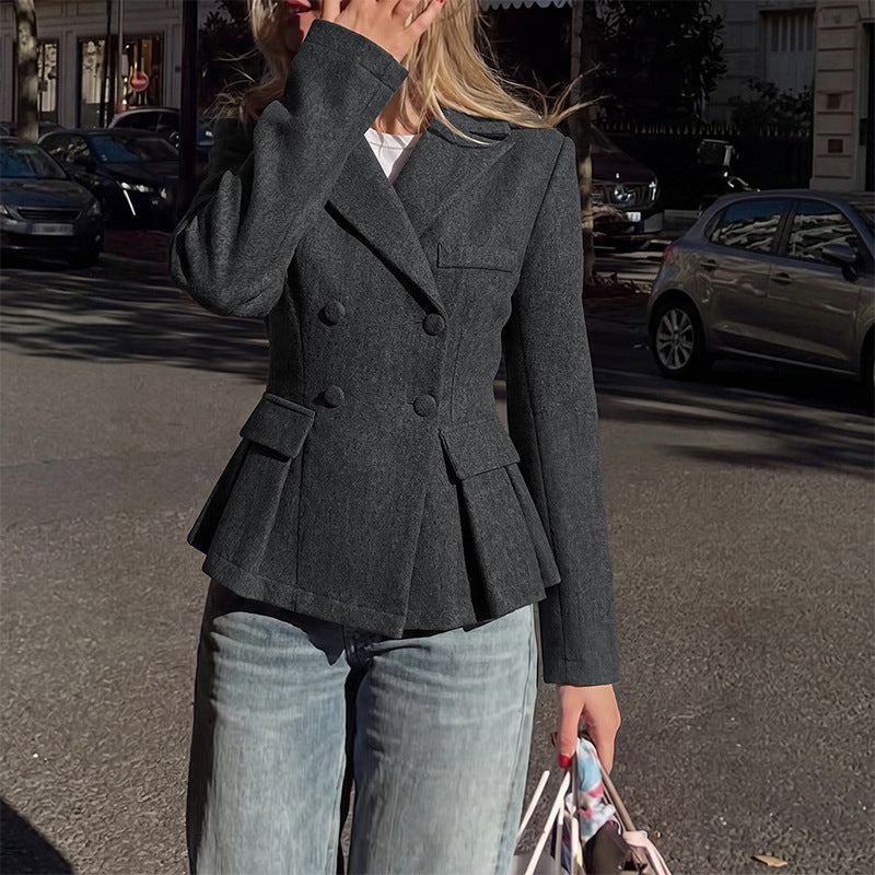 Damen Doppelreihiger taillierter Blazer mit Schößchen Shop Nory