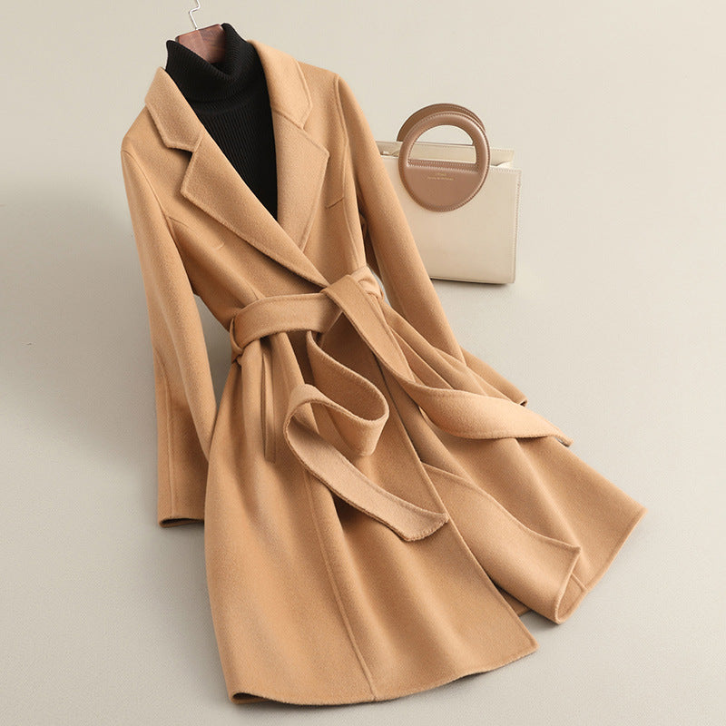 Damen Eleganter Wollmantel mit praktischen Taschen Shop Nory