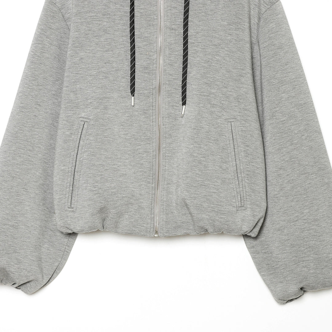 Damen Kurzgeschnittene Boxy-Kapuzenjacke mit durchgehendem Reißverschluss und kontrastierender Kordel Shop Nory