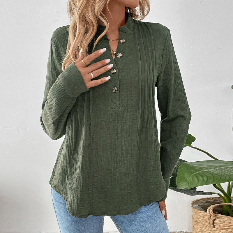 Damen Hochwertiges Langarmshirt mit Knöpfen Shop Nory