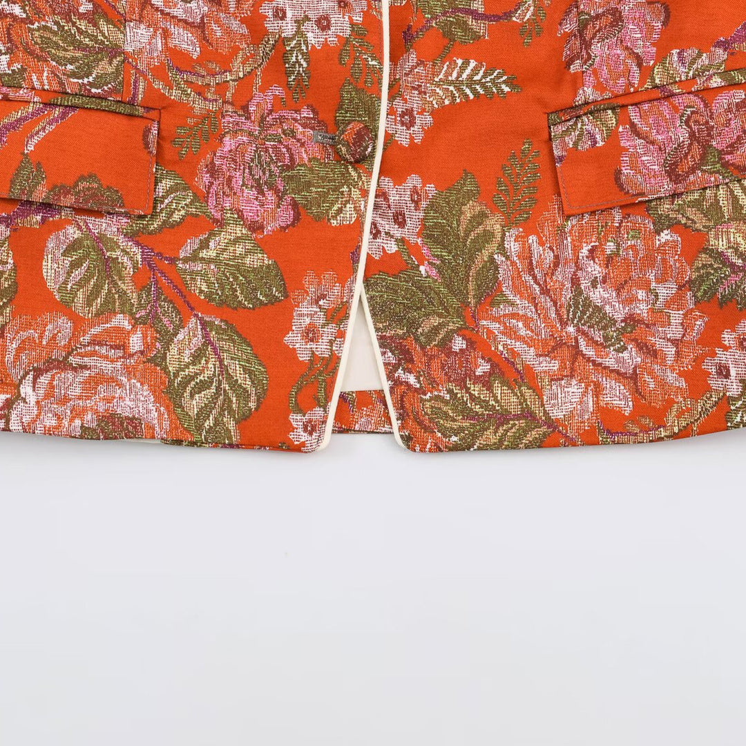 Damen Kurzblazer im Brokat‑Jacquard mit Stehkragen und Paspelkante Shop Nory