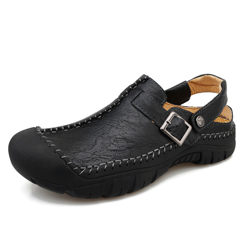 Herren Clogs aus hochwertigem Leder mit komfortablem Riemen und rutschfester Sohle
