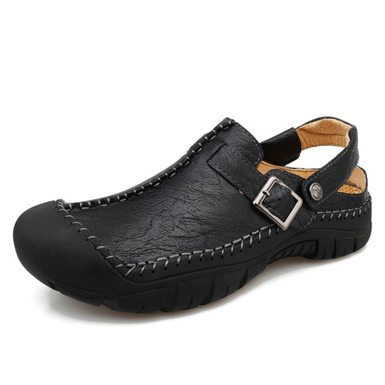 Herren Clogs aus hochwertigem Leder mit komfortablem Riemen und rutschfester Sohle
