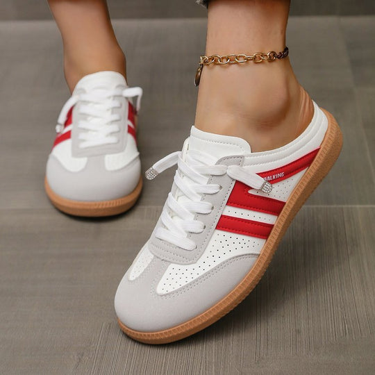 Damen Offene Sneaker‑Mules im Retro‑Tennisstil mit Gummisohle Shop Nory