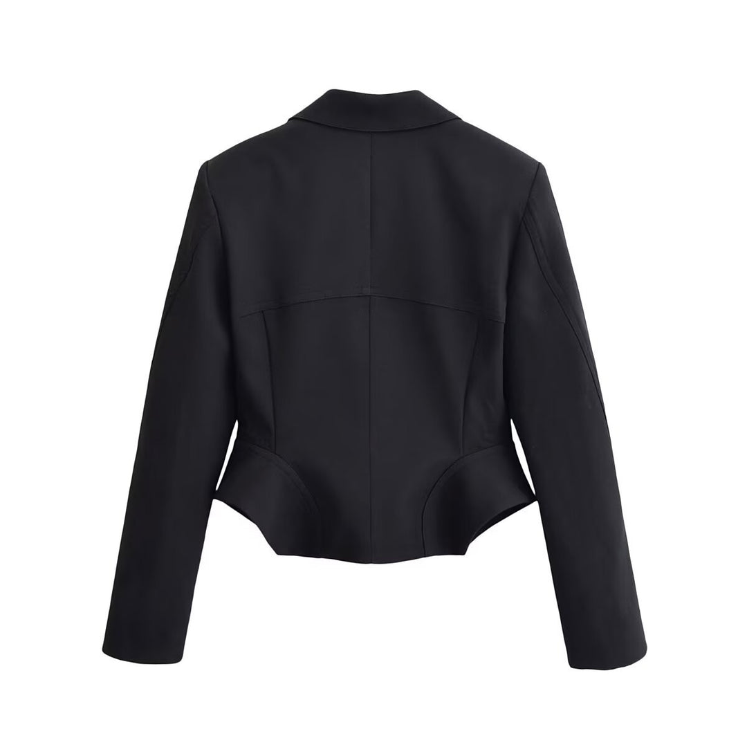 Damen Taillierter Cropped-Blazer mit Wiener Nähten und matt bezogenen Knöpfen Shop Nory