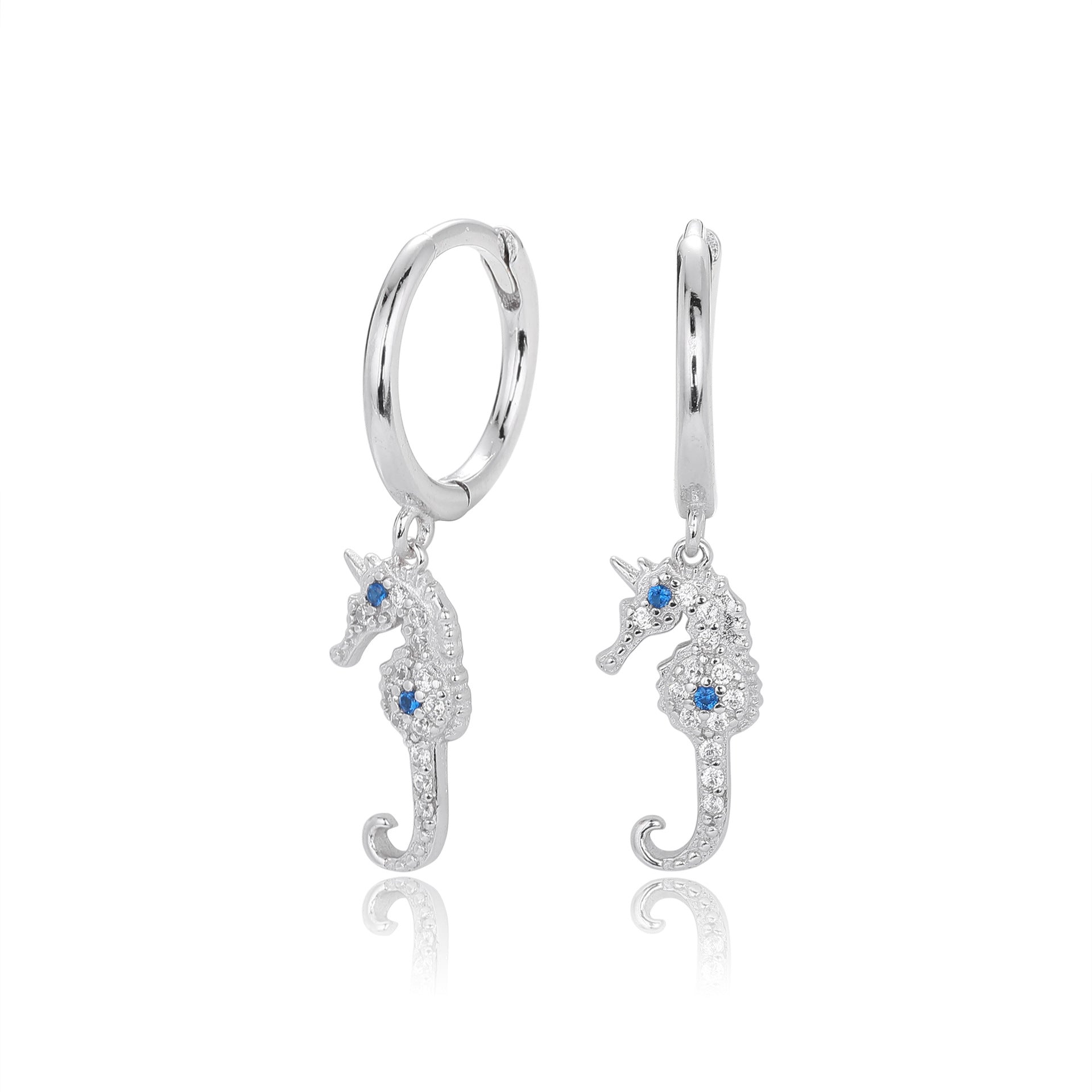 Damen Ohrhänger mit filigranem Seepferdchen-Design aus hochwertigem 925 Sterling Silber Shop Nory