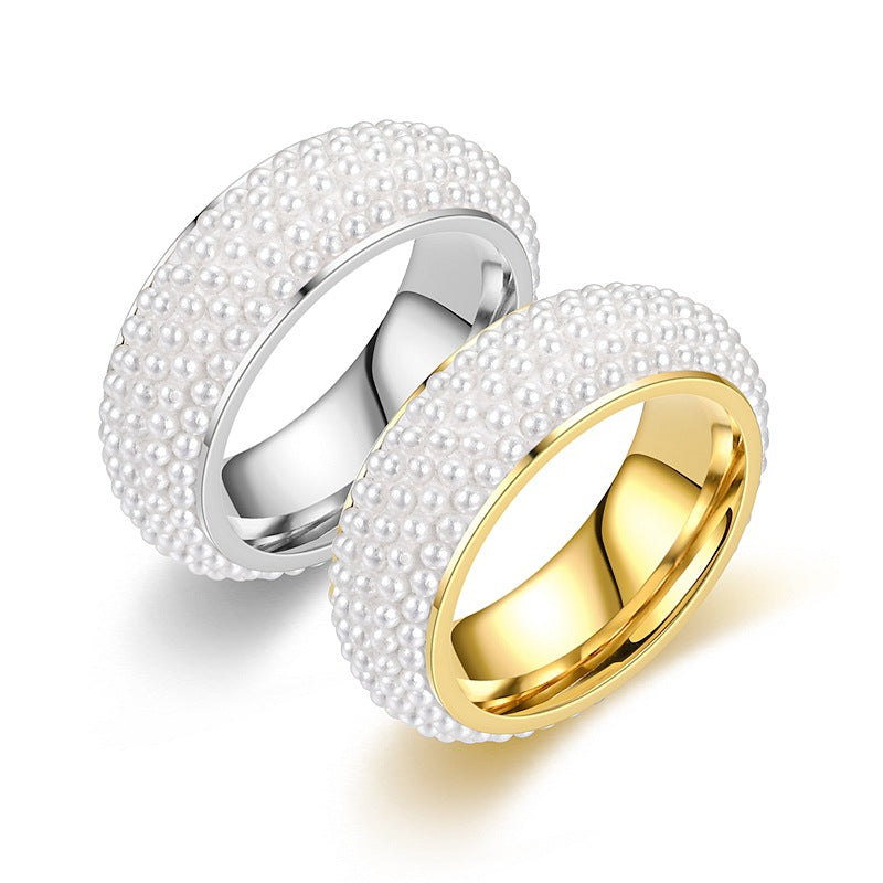 Damen Ring mit luxuriösem Perlendesign und hochwertiger Goldoberfläche Shop Nory
