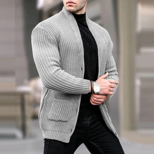 Herren Grobstrick-Cardigan mit Schalkragen und aufgesetzten Taschen Shop Nory