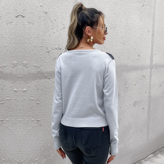 Damen Leichter Kurzcardigan mit Rautenmuster, V-Ausschnitt und Knopfleiste Shop Nory