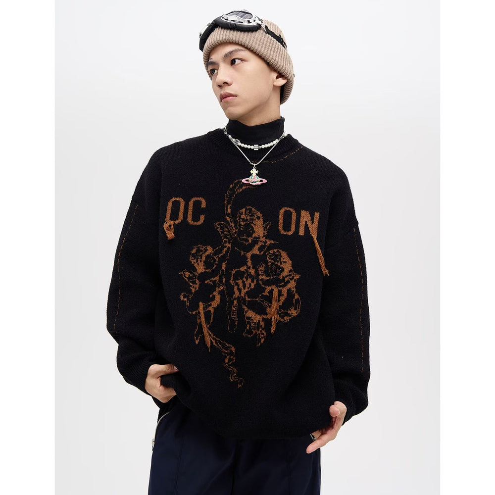 Herren Modischer Grobstrickpullover mit grafischem Motiv Shop Nory