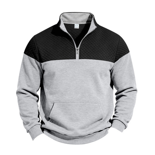 Herren Sweatshirt mit kurzem Reißverschluss, wattierter Brustpartie und Kängurutasche Shop Nory