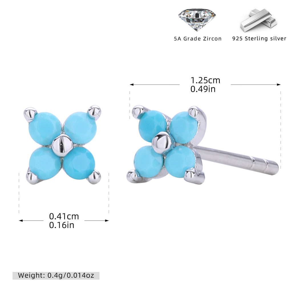 Damen Ohrstecker mit funkelnden 5A Zirkonen in klassischem Blumen-Design Shop Nory