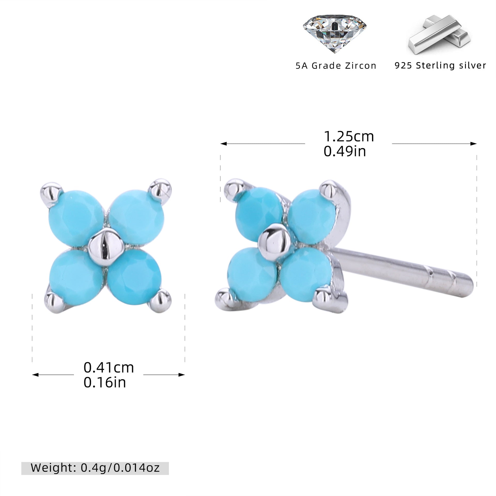 Damen Ohrstecker mit funkelnden 5A Zirkonen in klassischem Blumen-Design Shop Nory