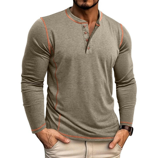 Herren Langarmshirt mit Knopfleiste