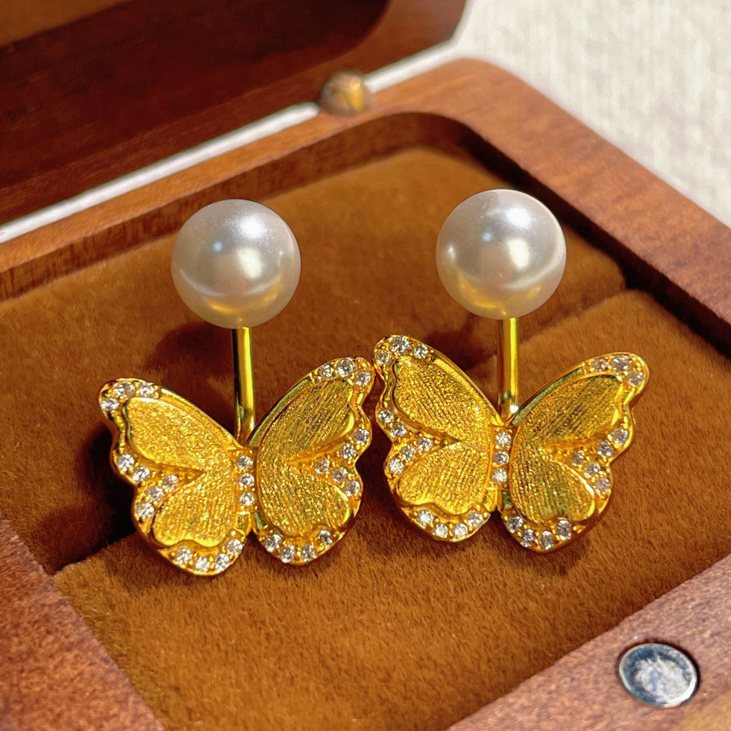 Damen Ohrstecker im Schmetterlingsdesign mit Perlenakzent Shop Nory