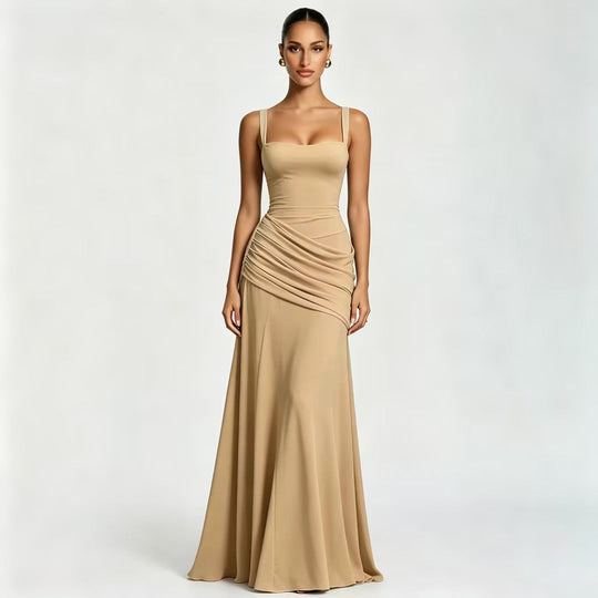 Damen Maxikleid mit innovativem Drapierungseffekt und elegantem Schnitt