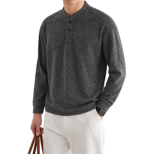 Herren Langarm Waffelstrick-Henley-Pullover mit Knopfleiste Shop Nory