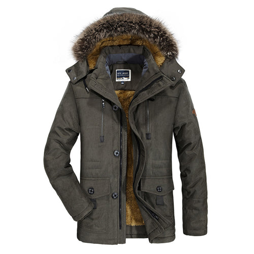 Herren hochwertiger Winterparka im Canvas‑Style mit abnehmbarem Kunstfellkragen und Thermofutter Shop Nory