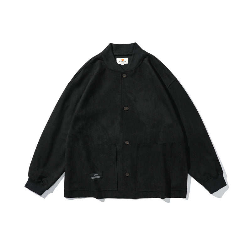 Herren Lockeres Overshirt aus Veloursleder-Imitat mit Knopfleiste und großen Fronttaschen Shop Nory