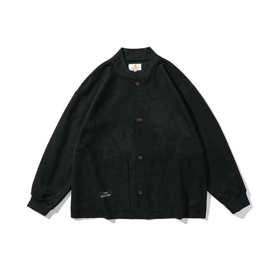 Herren Lockeres Overshirt aus Veloursleder-Imitat mit Knopfleiste und großen Fronttaschen Shop Nory