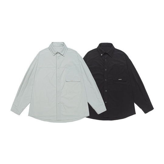 Unisex Oversize Hemd mit technischem Material, Brustklappe und gerundetem Saum Shop Nory