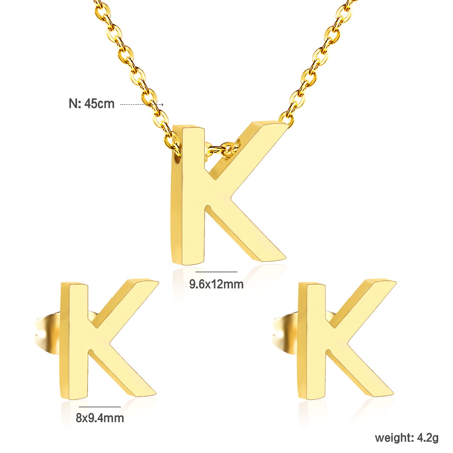Damen Schmuckset mit K-Anhänger und passenden Ohrsteckern Shop Nory