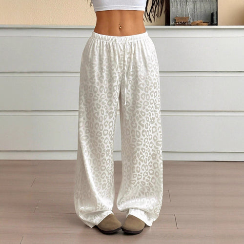 Damen Loungewear-Hose im Palazzo-Stil mit Leopardenjacquard und Kordelzug Shop Nory