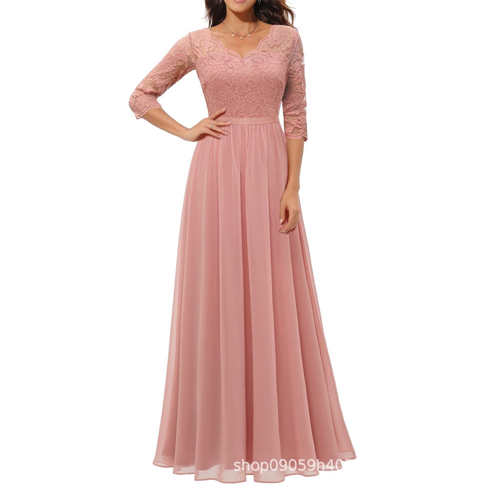 Damen elegantes Spitzenkleid