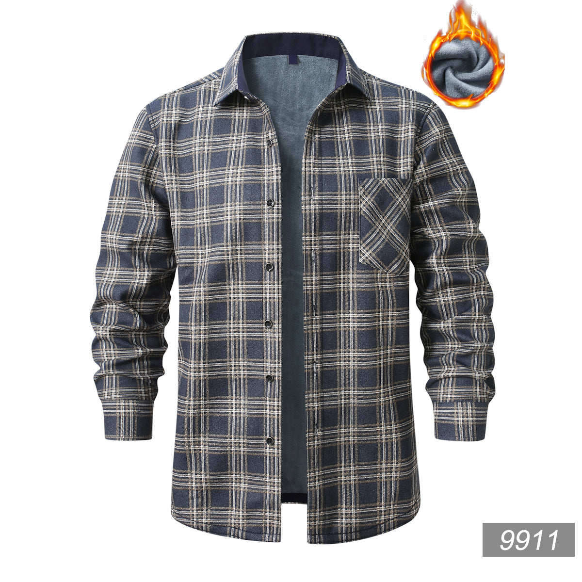 Herren kariertes Flanellhemd mit wärmender Fleece-Innenlage und aufgesetzter Brusttasche Shop Nory