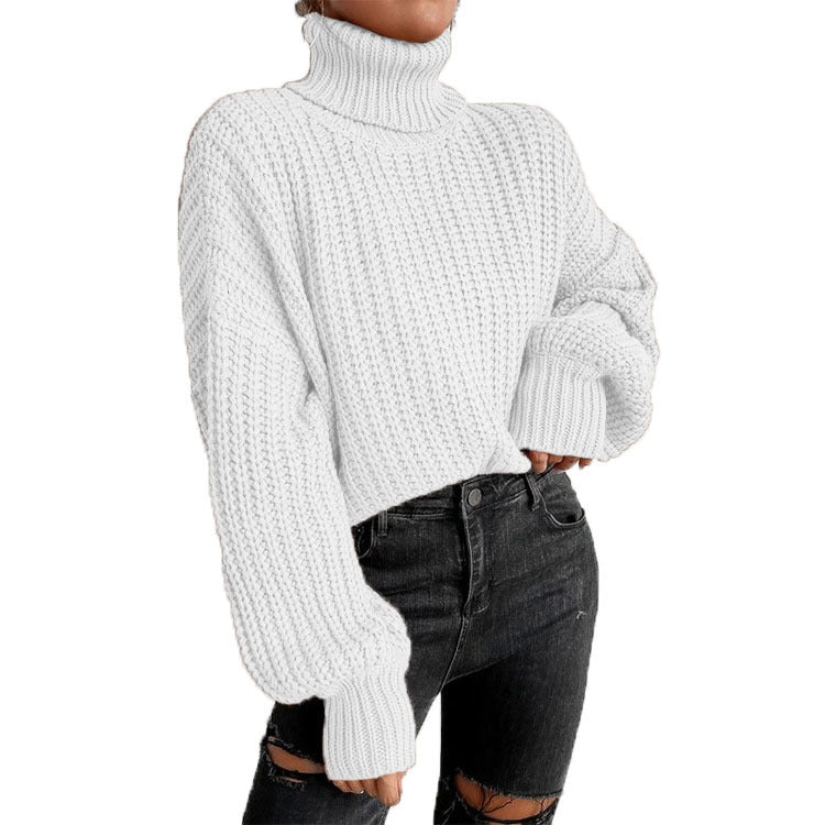Damen nan grober Rollkragenpullover mit Oversize-Ärmeln und gerippten Bündchen Shop Nory