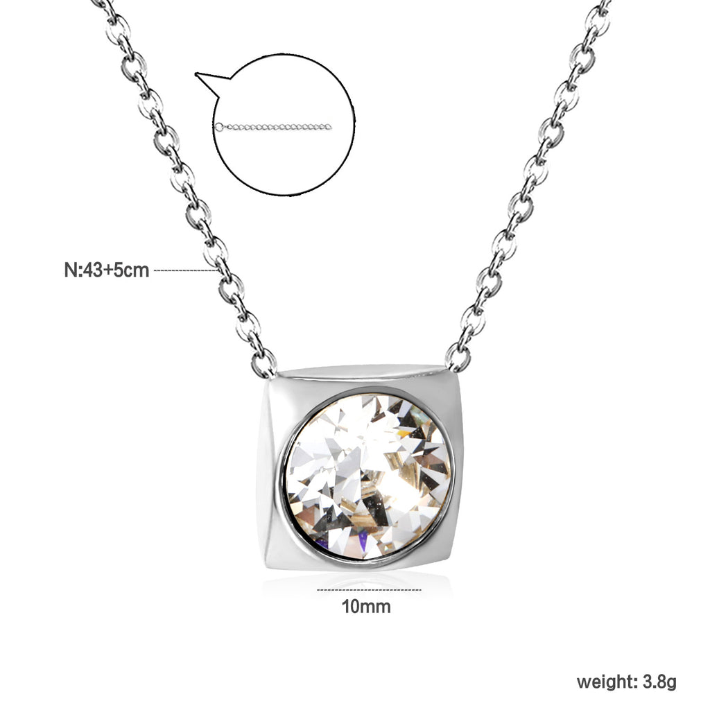 Damen Halskette mit quadratischem Kristallanhänger aus hochwertigem Edelstahl Shop Nory