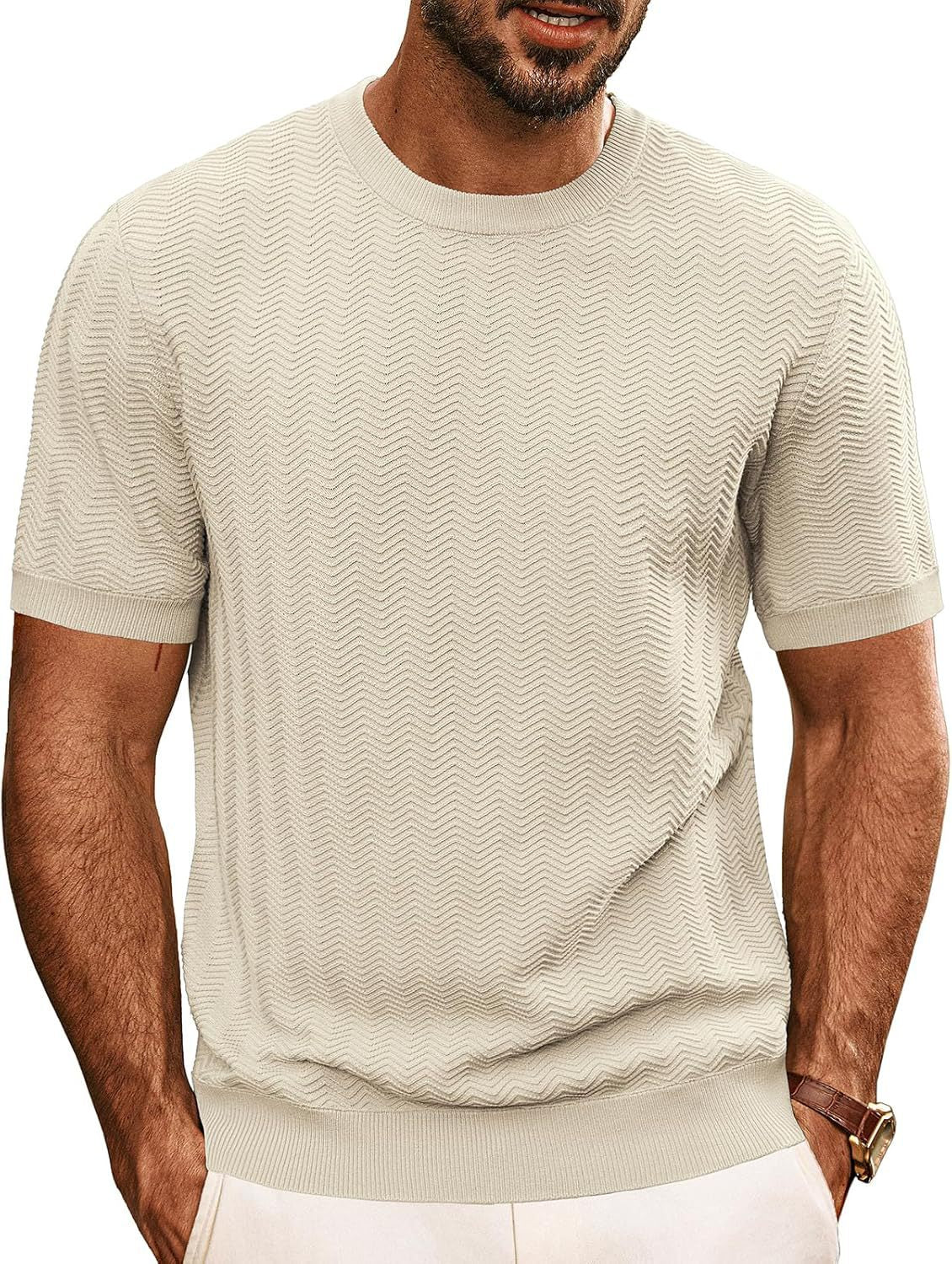 Herren strukturiertes Rundhals T-Shirt ShopNory
