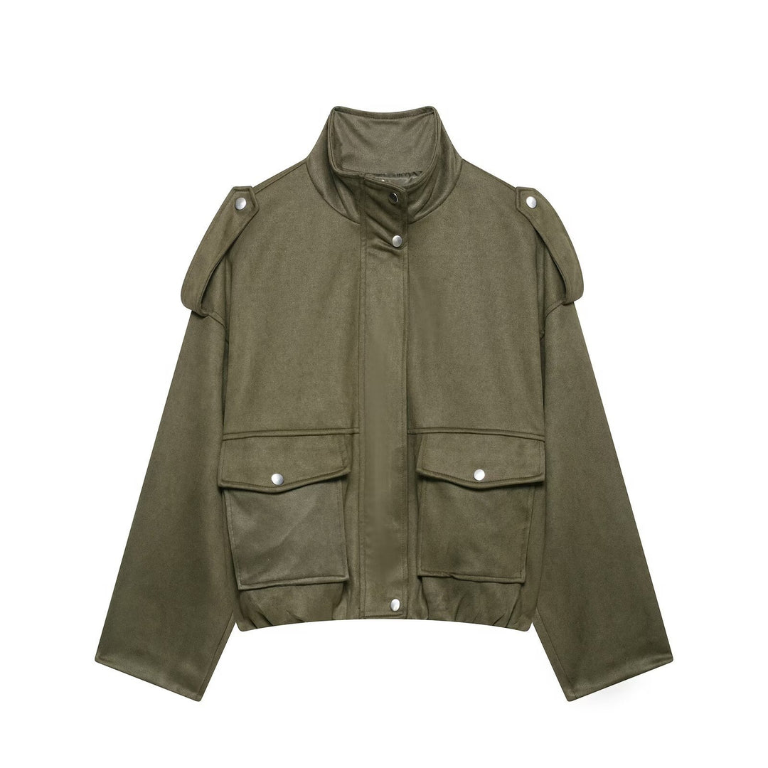 Damen Modische Kurzjacke mit Taschen