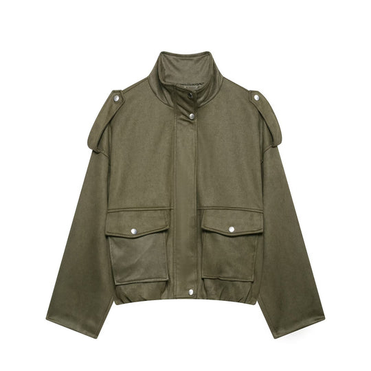 Damen Modische Kurzjacke mit Taschen