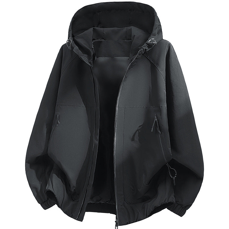 Herren Oversized Kapuzen‑Softshelljacke mit technischer Oberfläche und Kordelzugsaum Shop Nory