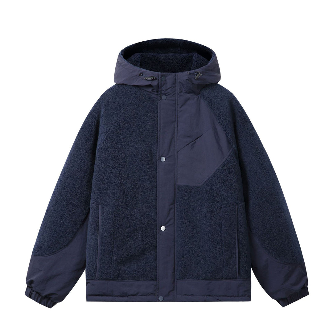 Unisex Boxy-Fleecejacke mit Kapuze und kontrastierenden Nylon-Einsätzen Shop Nory