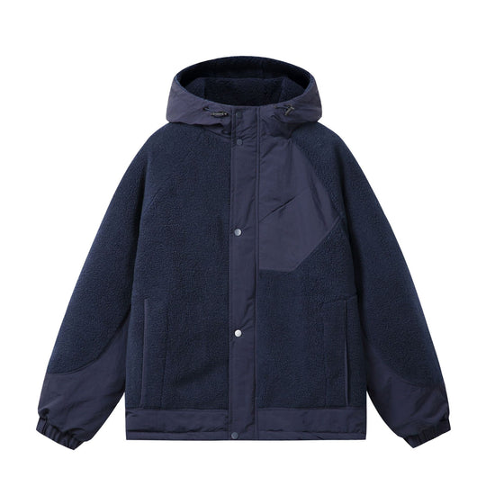 Unisex Boxy-Fleecejacke mit Kapuze und kontrastierenden Nylon-Einsätzen Shop Nory