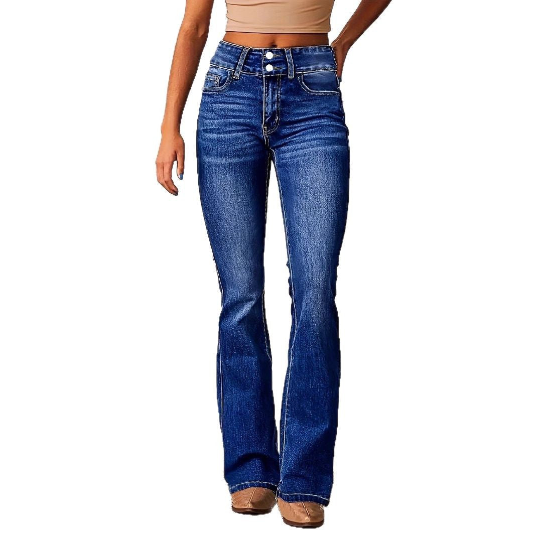 Damen Bootcut Jeans mit hohem Bund und modernem Waschung