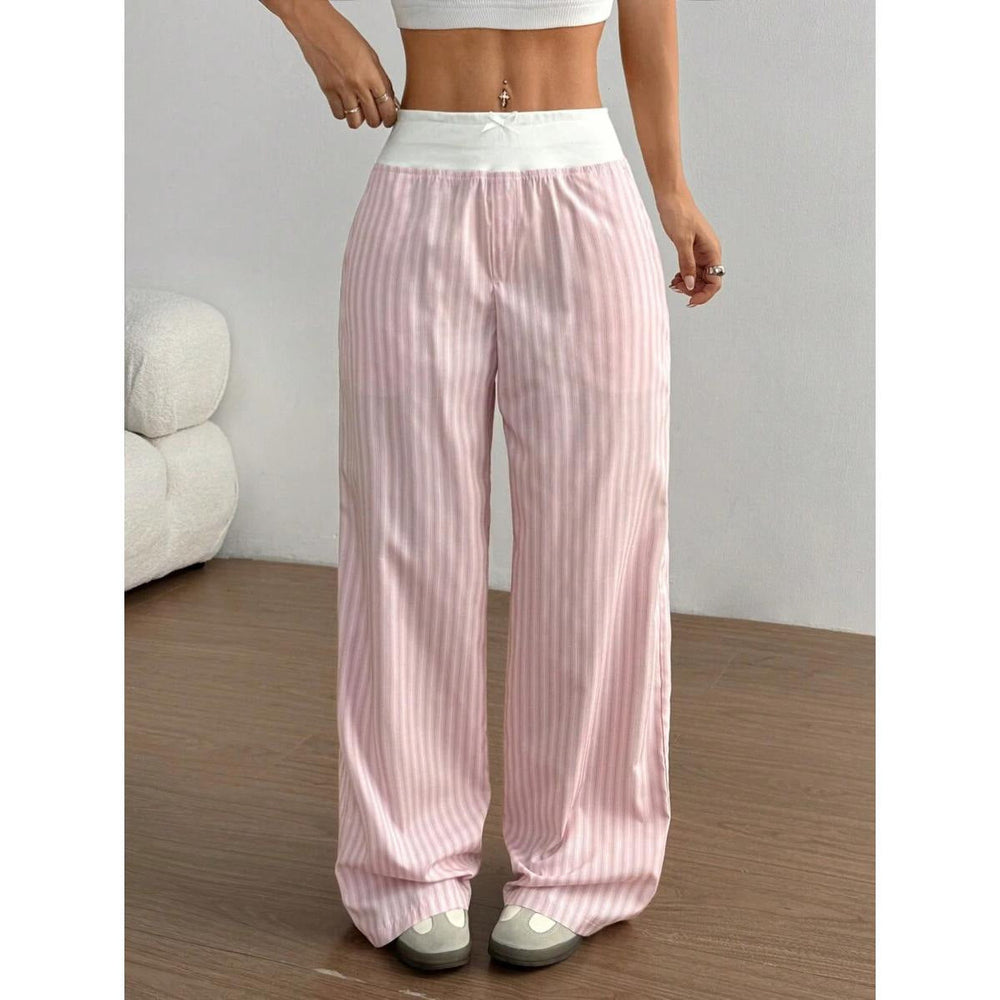 Damen lässige Palazzo-Hose mit breitem Bund
