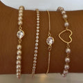 Damen Armband-Set mit eleganten Perlen- und Kristallakzenten Shop Nory