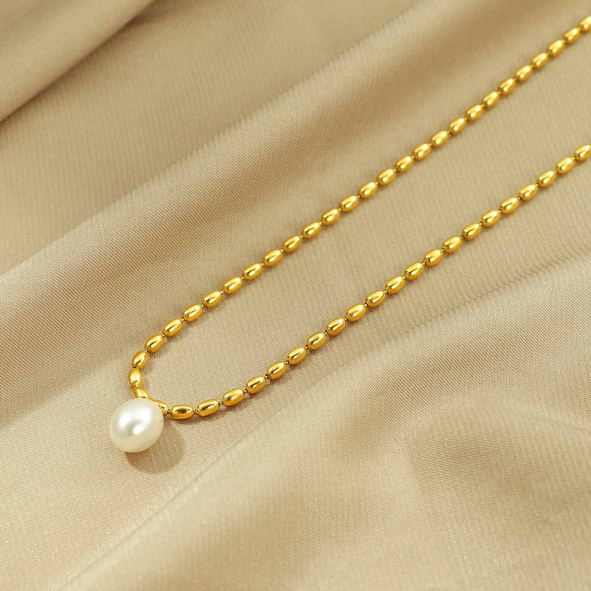 Damen elegante Perlen- und Gold-Perlenkette Shop Nory