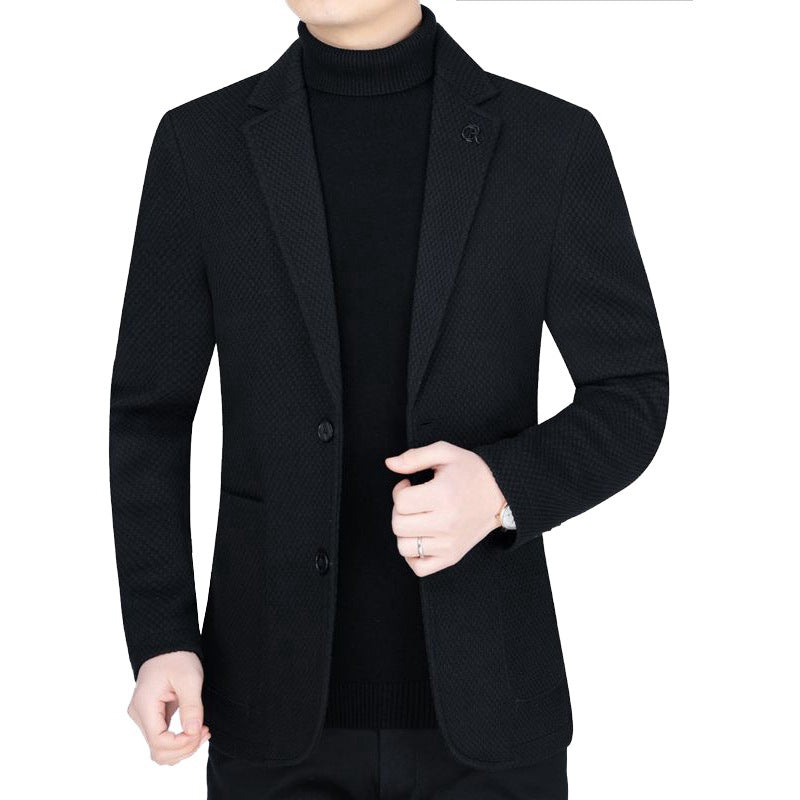 Herren Unstrukturiertes Slim-Fit ReisShop Norylazer aus strukturierter Strickoptik mit aufgesetzten Taschen Shop Nory