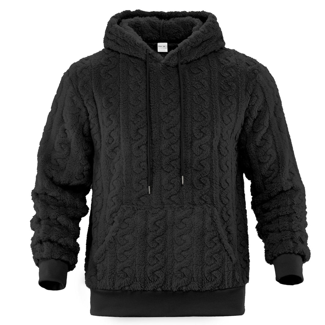 Herren Sherpa-Kapuzenpullover mit Zopfmuster, Kängurutasche und Rippbündchen Shop Nory